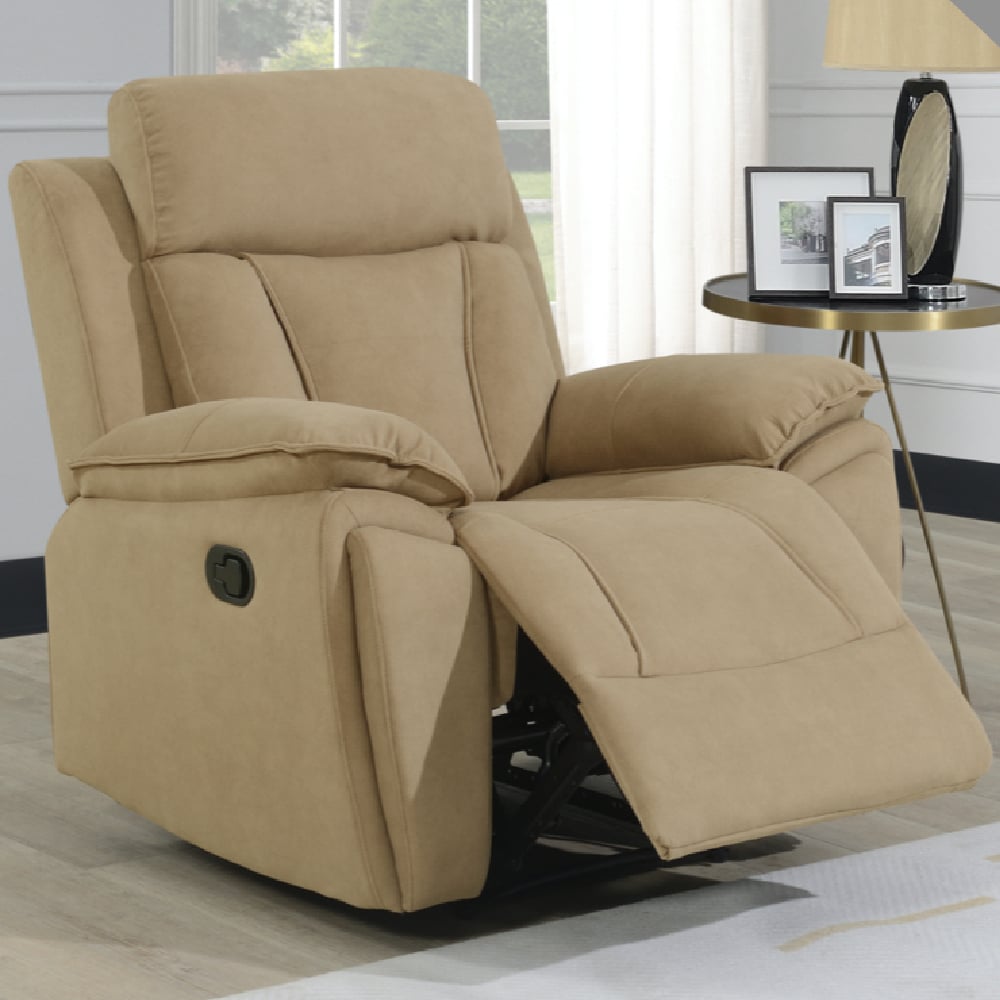 Killeen Fabric Recliner 1 Seater Sofa In Sand