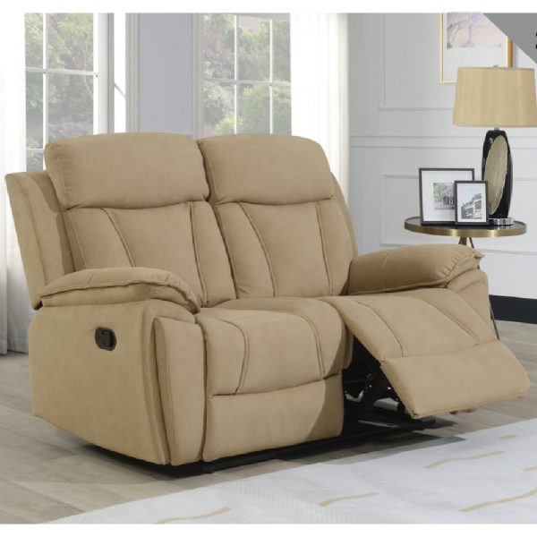 Killeen Fabric Recliner 2 Seater Sofa In Sand | Bed Sava