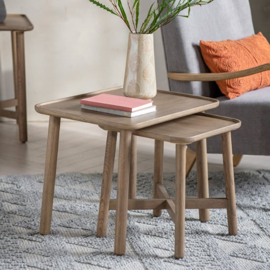 Kinghamia Wooden Nesting Tables In Grey | Bed Sava
