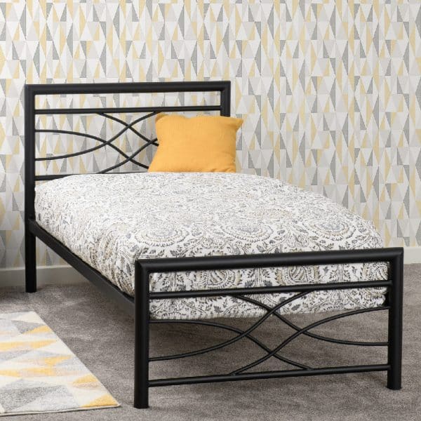 Kira Metal Single Bed In Black | Bed Sava