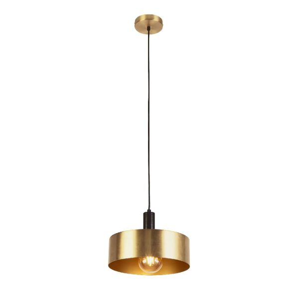 Knox 1 Light Pendant Light In Gold And Black | Bed Sava