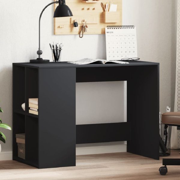 Knutsford Wooden Laptop Desk With 4 Shelves In Black | Bed Sava