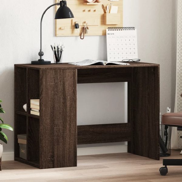 Knutsford Wooden Laptop Desk With 4 Shelves In Brown Oak | Bed Sava