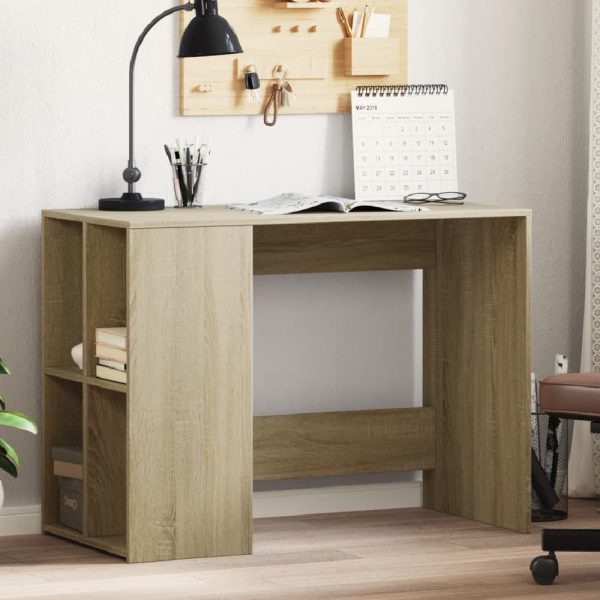 Knutsford Wooden Laptop Desk With 4 Shelves In Sonoma Oak | Bed Sava