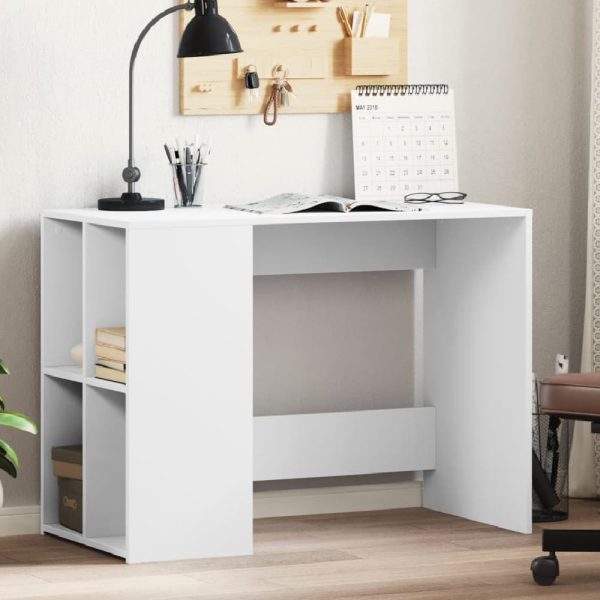 Knutsford Wooden Laptop Desk With 4 Shelves In White | Bed Sava