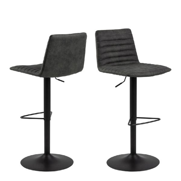 Kodak Anthracite Fabric Bar Stools With Metal Base In Pair | Bed Sava