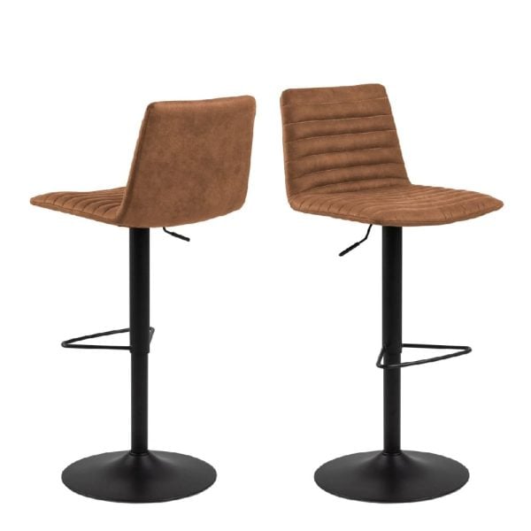 Kodak Brown Fabric Bar Stools With Metal Base In Pair | Bed Sava