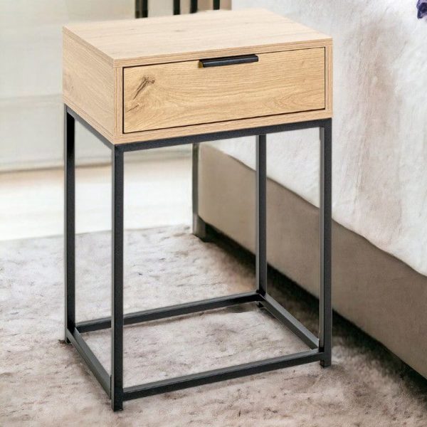 Kodiak Samll Wooden Bedside Cabinet With 1 Drawer In Oak | Bed Sava