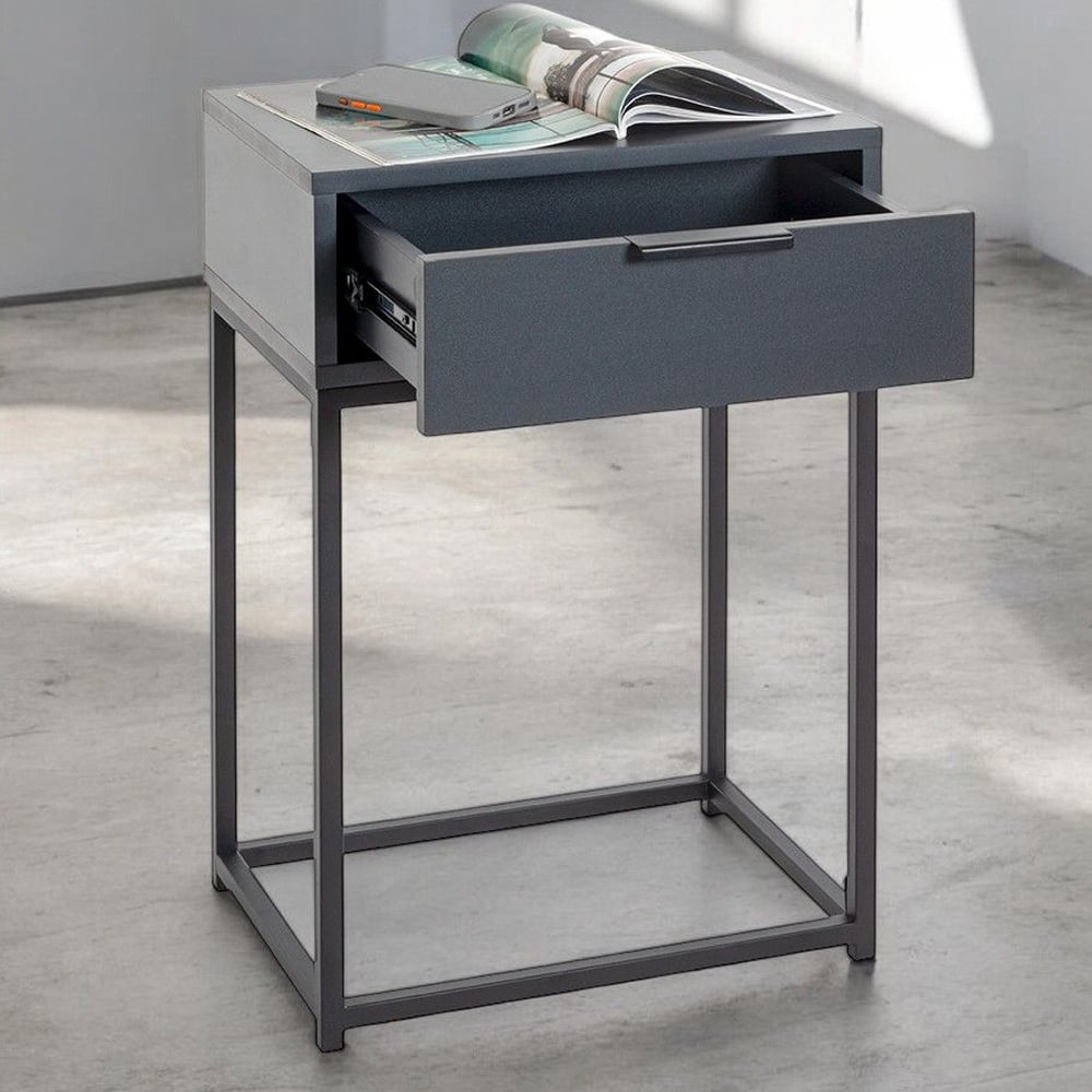Kodiak Small Wooden Bedside Cabinet With 1 Drawer In Anthracite | Bed Sava