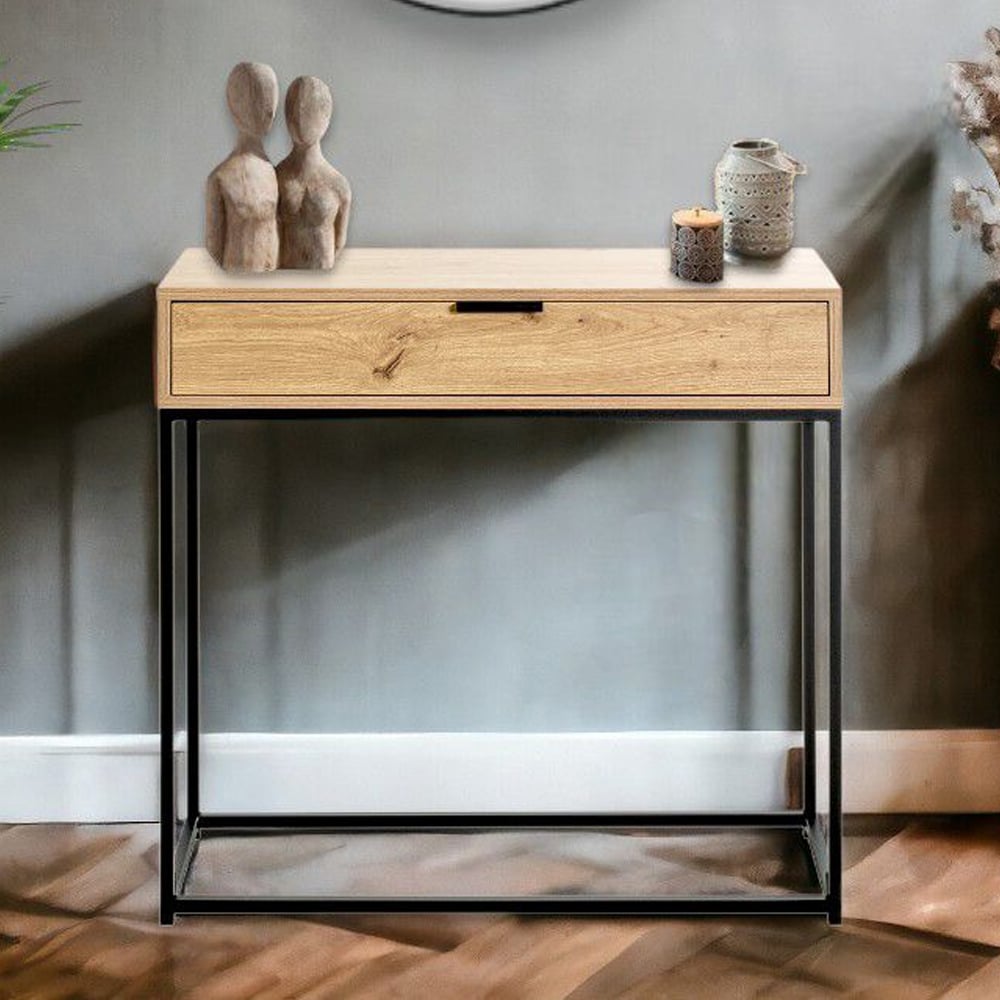 Kodiak Wooden Console Table With 1 Drawer In Oak | Bed Sava