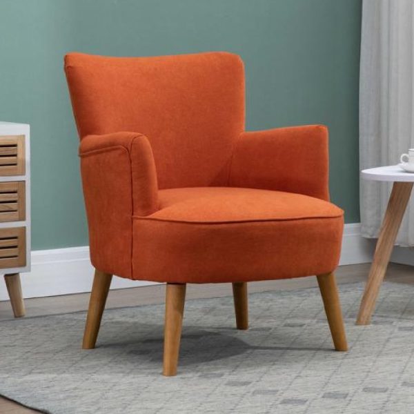 Krabi Fabric Armchair With Oak Legs In Sunburnt Orange | Bed Sava