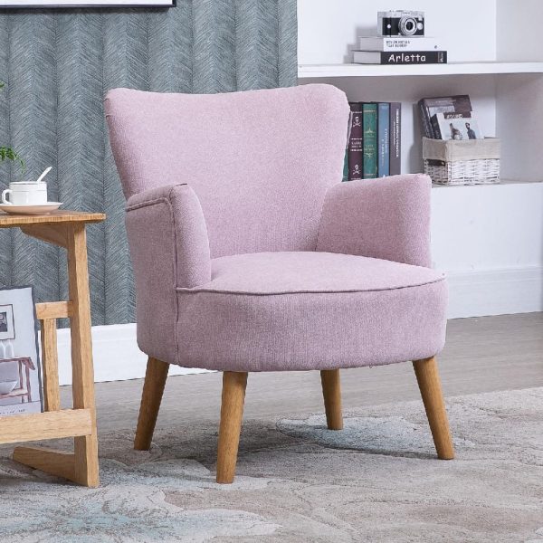 Krabi Fabric Armchair With Oak Legs In Violet | Bed Sava