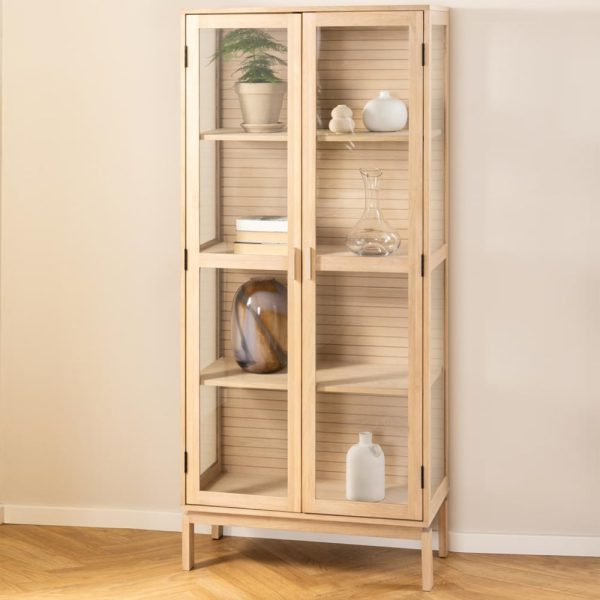 Labasa Wooden Display Cabinet With 2 Doors In White Oak | Bed Sava