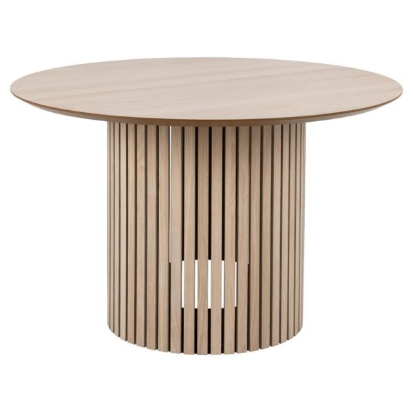 Labasa Wooden Round Dining Table In White Oak | Bed Sava
