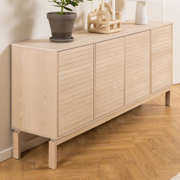 Labasa Wooden Storage Cabinet With 4 Doors In White Oak | Bed Sava