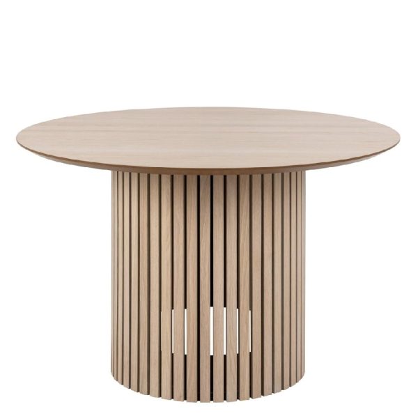Lacey Wooden Dining Table Round In White Oak | Bed Sava