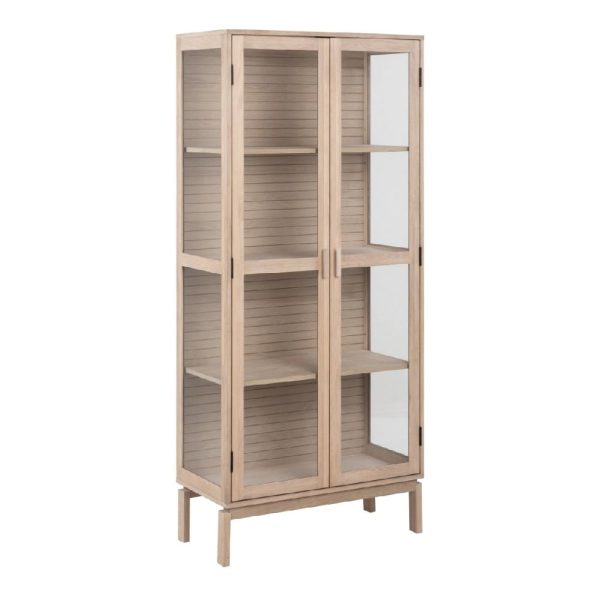 Lacey Wooden Display Cabinet With 2 Doors In White Oak | Bed Sava