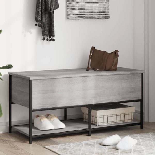 Lacey Wooden Large Shoe Storage Bench In Grey Sonoma | Bed Sava