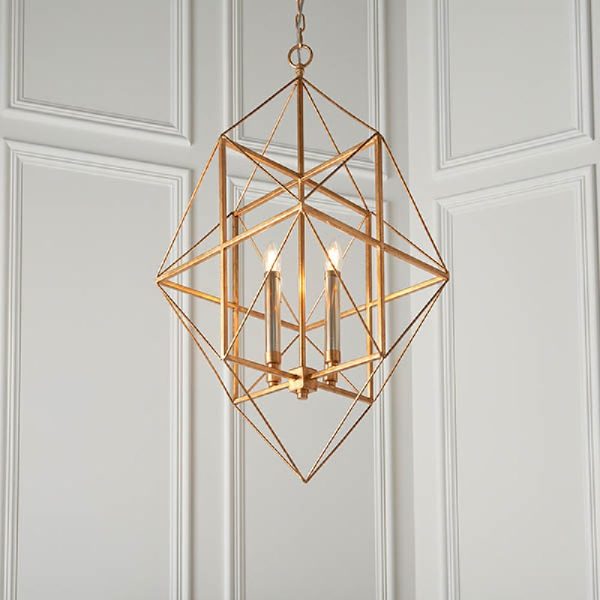 Laconia Metal Pendant Ceiling Light In Antique Gold Silver Leaf | Bed Sava