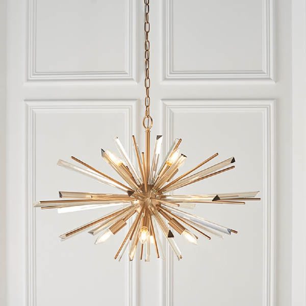 Laconia Prism Glass Pendant Ceiling Light In Champagne | Bed Sava