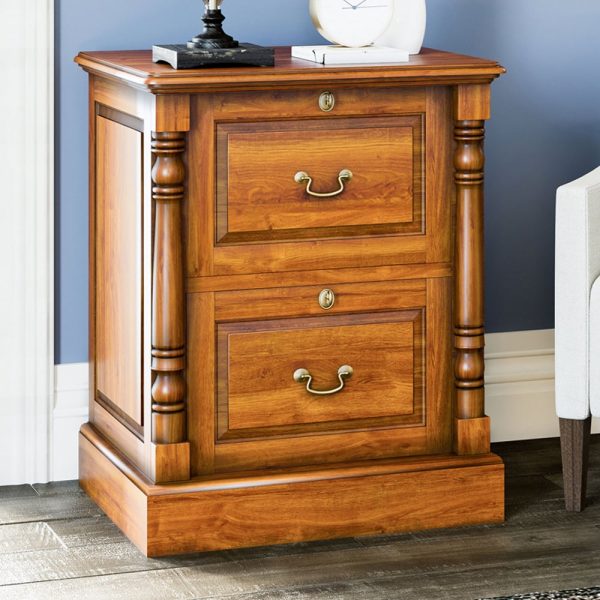Laconia Wooden Filing Cabinet With 2 Drawers In Light Brown | Bed Sava