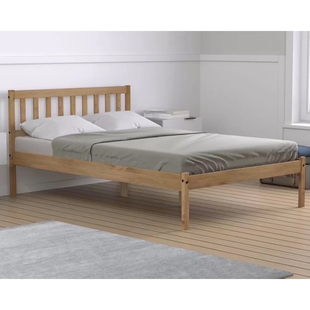 Ladson Wooden Double Bed In Brown | Bed Sava