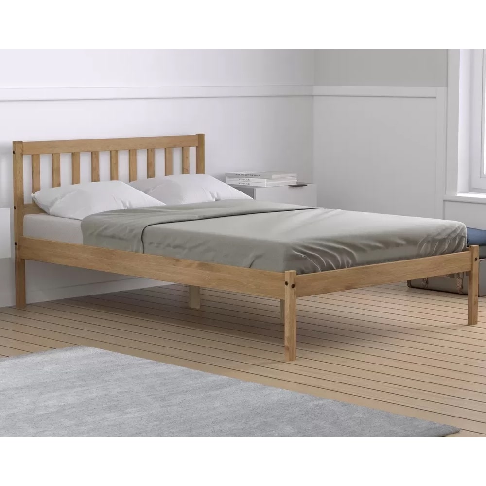 Ladson Wooden Small Double Bed In Brown | Bed Sava