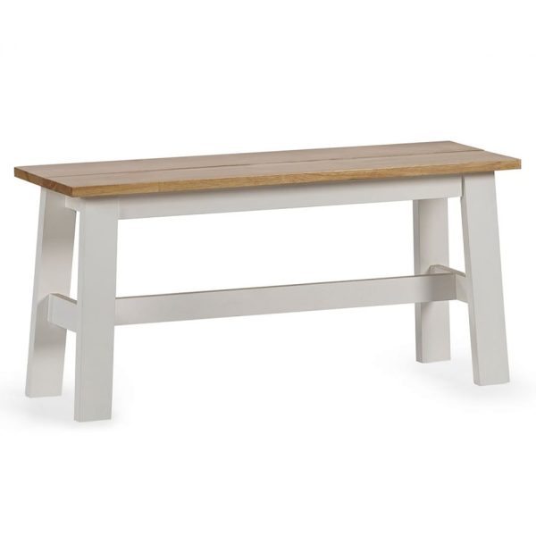 Lamar Wooden Dining Bench In Light Oak And White | Bed Sava