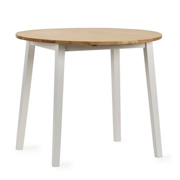 Lamar Wooden Drop Leaf Dining Table In Light Oak And White | Bed Sava