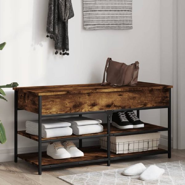 Lamar Wooden Large Shoe Storage Bench In Smoked Oak | Bed Sava