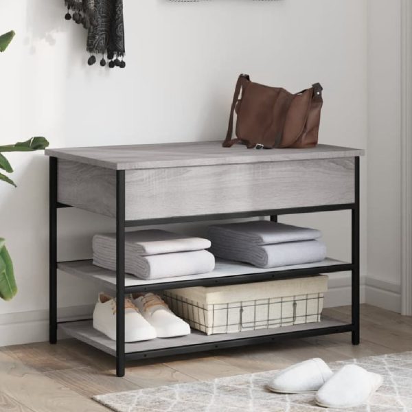Lamar Wooden Small Shoe Storage Bench In Grey Sonoma | Bed Sava