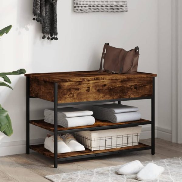 Lamar Wooden Small Shoe Storage Bench In Smoked Oak | Bed Sava