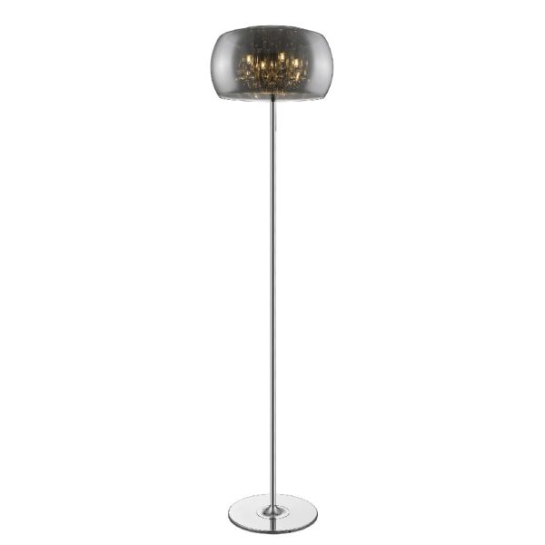 Lambeth Glass Shade Floor Lamp In Chrome | Bed Sava