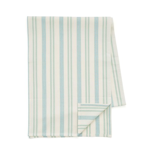 Land  Shore Ticking Stripe Table Runner Green | Bed Sava