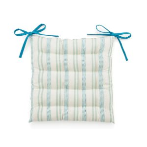 Land  Shore Ticking Stripe Seat Pad Green | Bed Sava