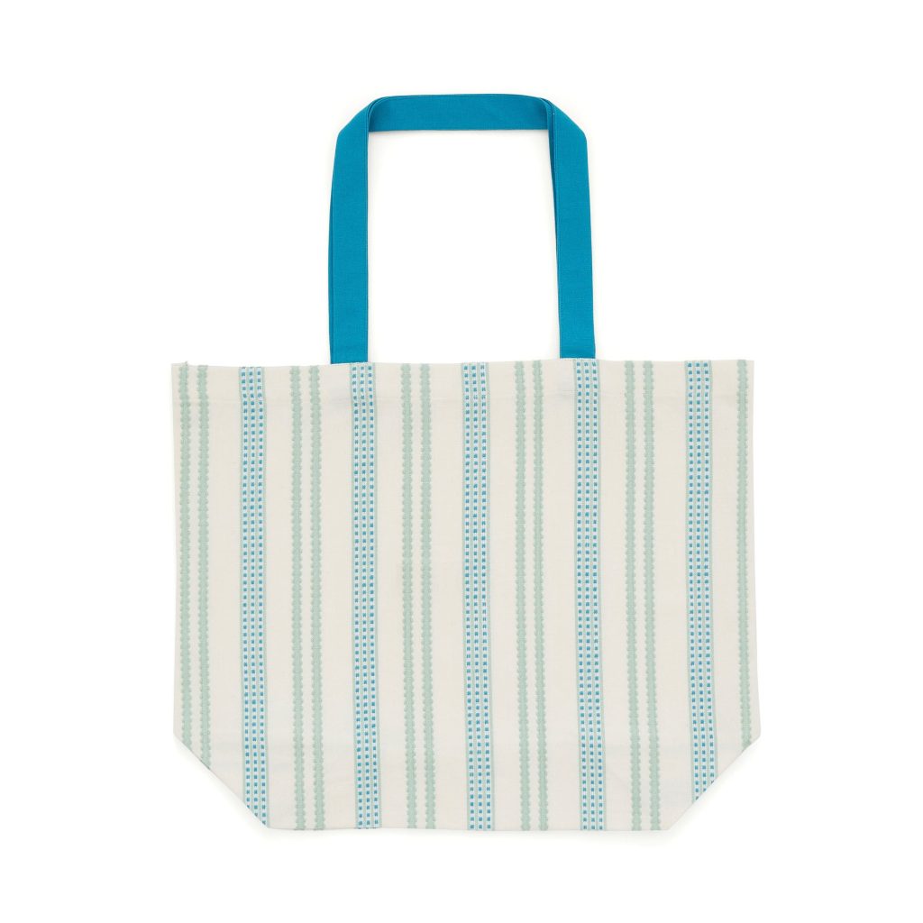 Land & Shore Ticking Stripe Woven Tote Bag, Green