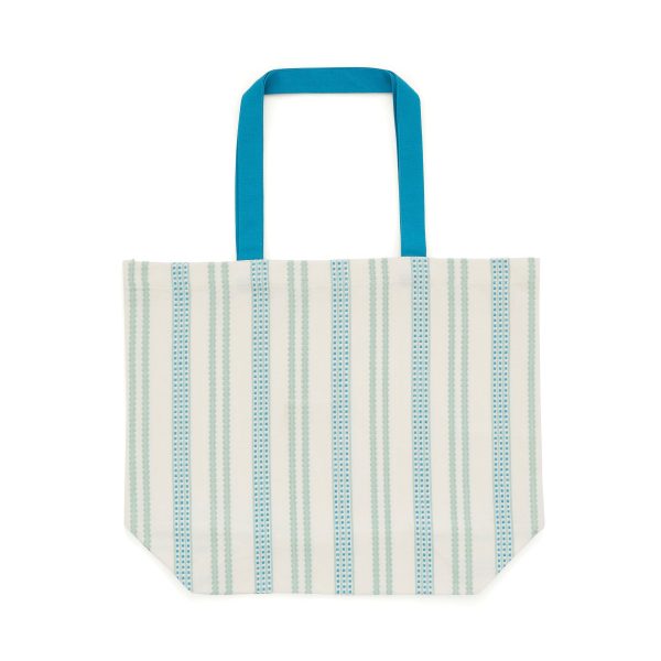 Land  Shore Ticking Stripe Woven Tote Bag Green | Bed Sava