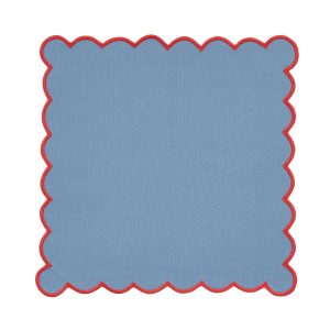 Land  Shore Scallop Trim Napkins BlueRed | Bed Sava