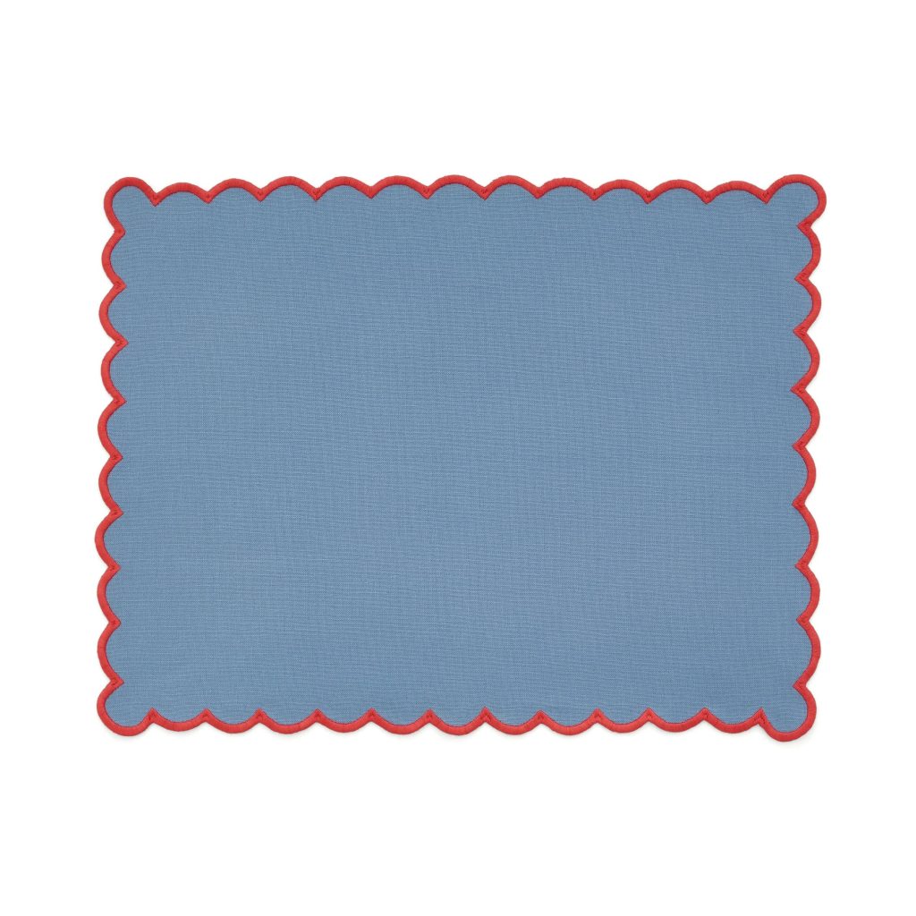 Land & Shore Scallop Trim Placemat, Blue/Red