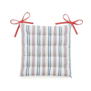 Land  Shore Ticking Stripe Seat Pad BlueRed | Bed Sava