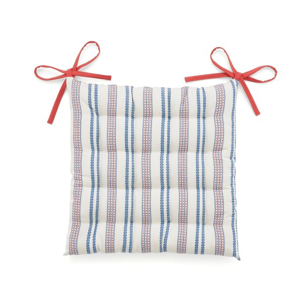 Land  Shore Ticking Stripe Seat Pad BlueRed | Bed Sava