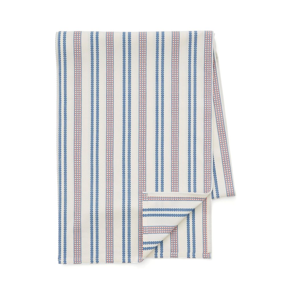 Land & Shore Ticking Stripe Table Runner, Blue/Red