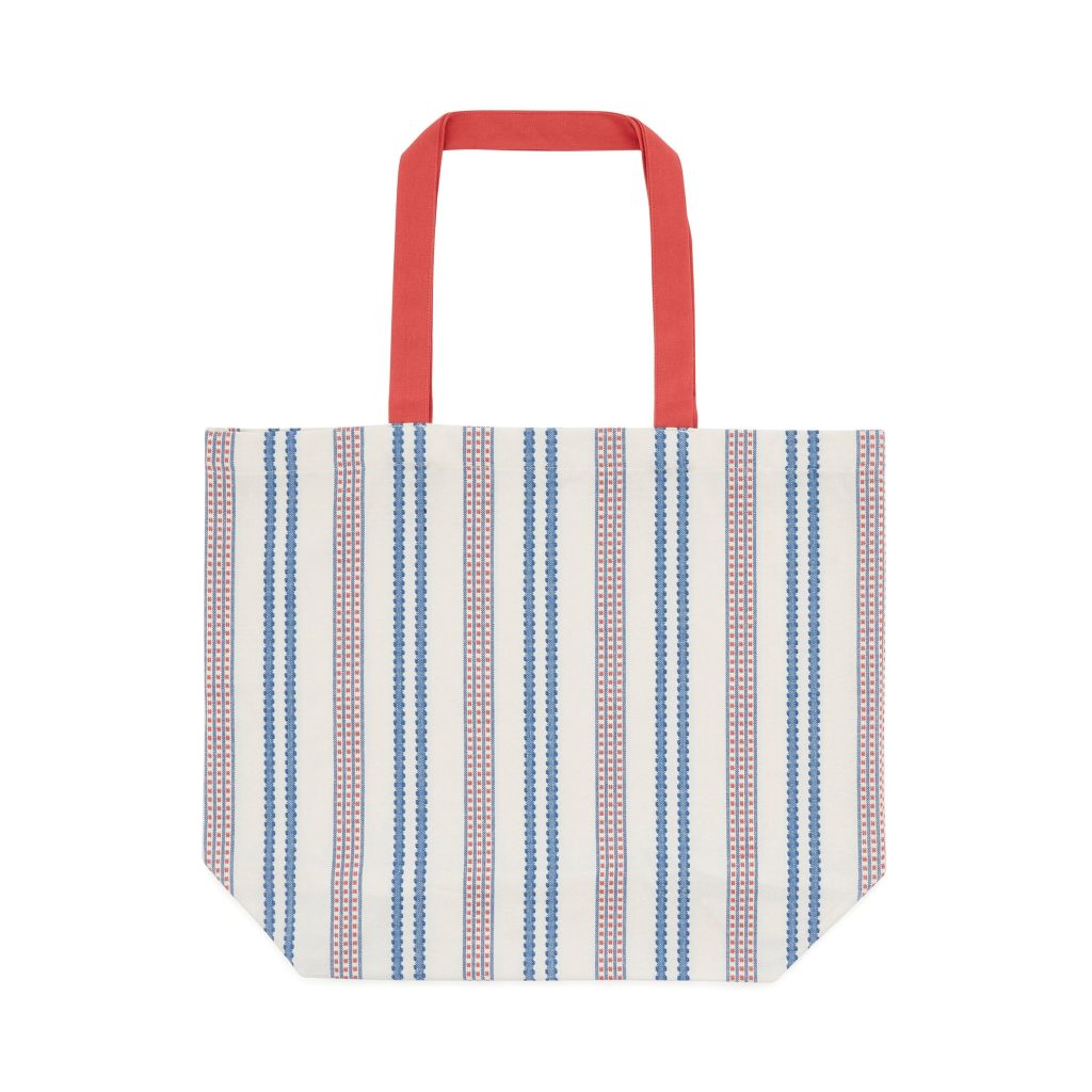 Land & Shore Ticking Stripe Woven Tote Bag, Blue/Red