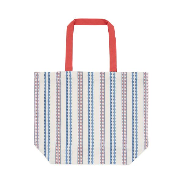 Land  Shore Ticking Stripe Woven Tote Bag BlueRed | Bed Sava