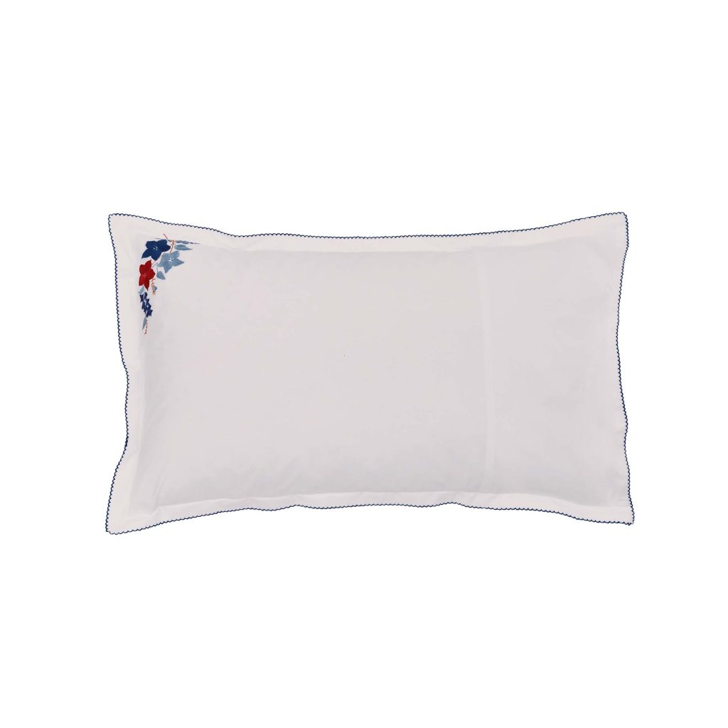 Land & Shore Fia Pair of Oxford Pillowcases, Blue/Red