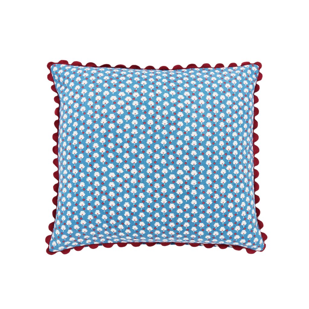 Land & Shore River Cushion 70cm x 40cm, Blue/Red