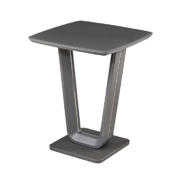 Langley Wooden Bar Table With Glass Top In Graphite | Bed Sava