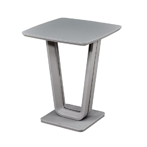 Langley Wooden Bar Table With Glass Top In Grey | Bed Sava