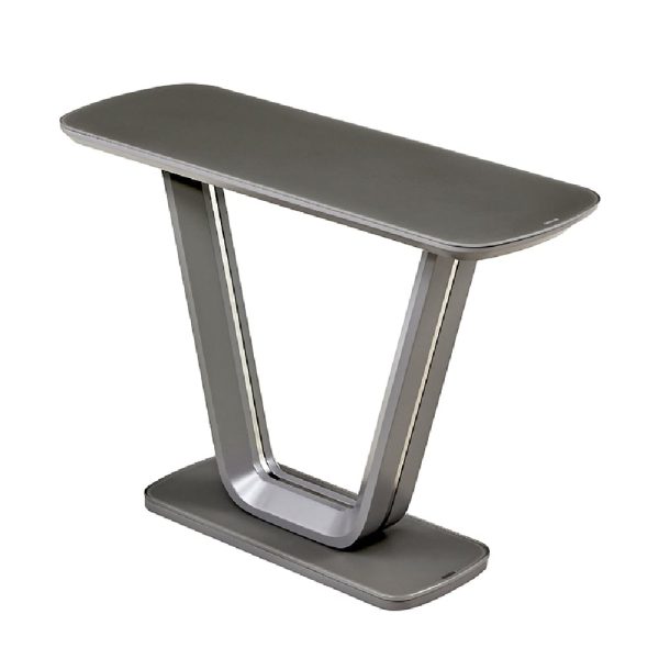 Langley Wooden Console Table With Glass Top In Graphite | Bed Sava