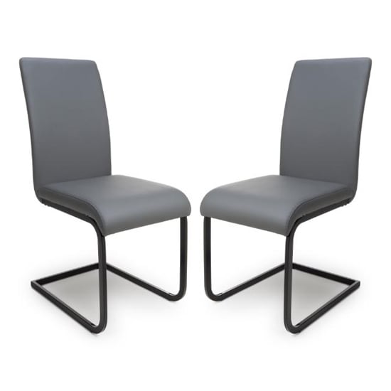 Lansing Grey Faux Leather Dining Chairs In Pair